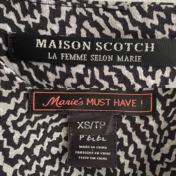 MAISON SCOTCH Scotch & Soda Black White Printed Blouse XS P - Picture 7 of 7